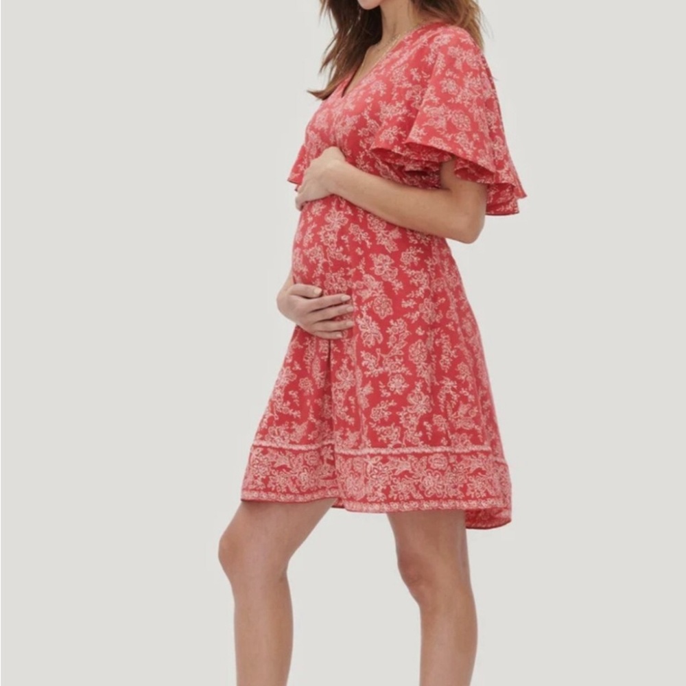 Hatch Red Floral Maternity Dress